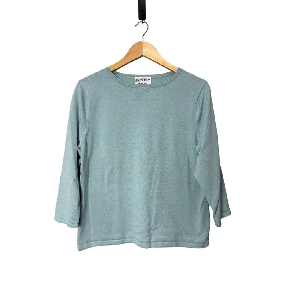 Pendleton Women's Blue 3/4 Sleeve‎ Crew Neck Knit Top Size L